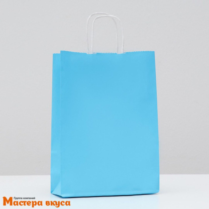 Пакет бумажный с ручками 180*80*250 мм, Голубой