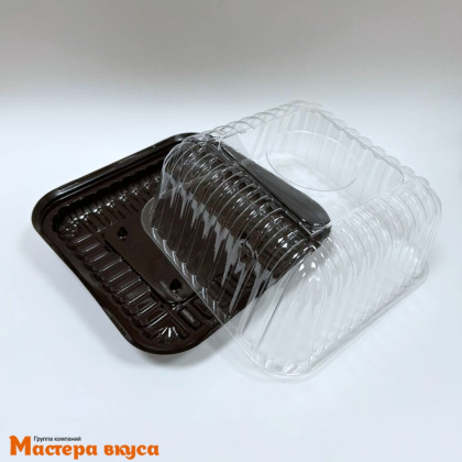 Контейнер квадратный, 146*146 h88 мм (комплект дно КОРИЧН/крышка), УК-217НА