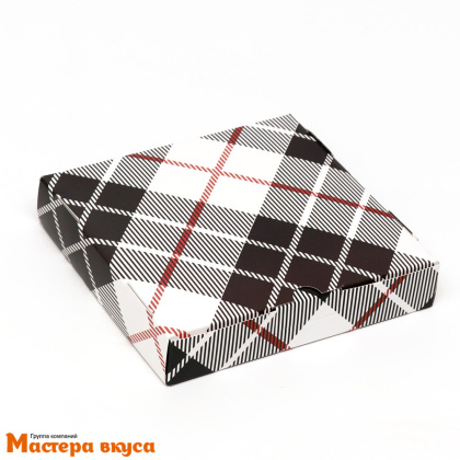 Упаковка для пряников и печенья с окном 16*16*3 см (Настоящему мужчине. Клетка)