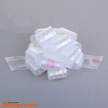 Бант-шар  БЕЛЫЙ перламутровый, (ш 5 см) d~15 см