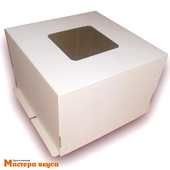 Короб для торта с окном 420*420*290 мм, белый (2-Д) АП
