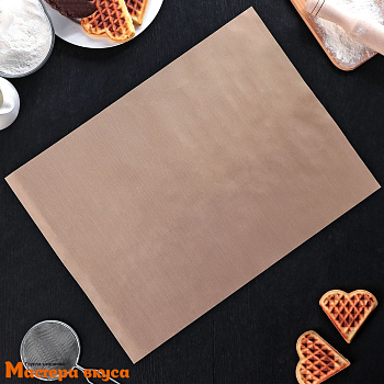 Коврик (лист) для выпечки тефлон армированный (коричневый), 45*33 Доляна