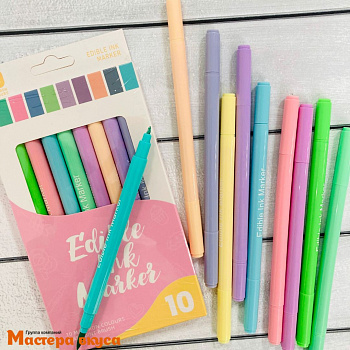 Набор пищевых маркеров (фломастеры), Пастель матовая, 10 цветов