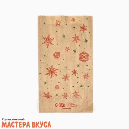 Пакет бумажный 160*140 мм, без окна, V-образное дно, (крафт) "С Новым годом"