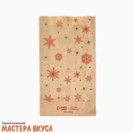 Пакет бумажный 200*110*40 см, без окна, V-образное дно, (крафт) "С Новым годом" 