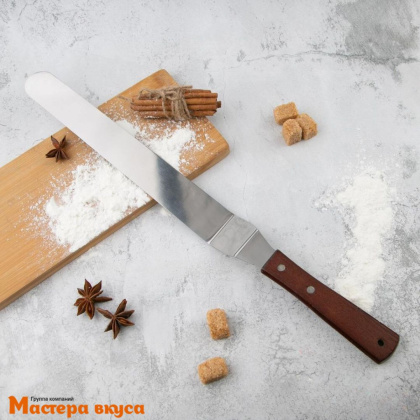 Палета угловая металлическая 24 см (без ручки), деревянная ручка (спатула)