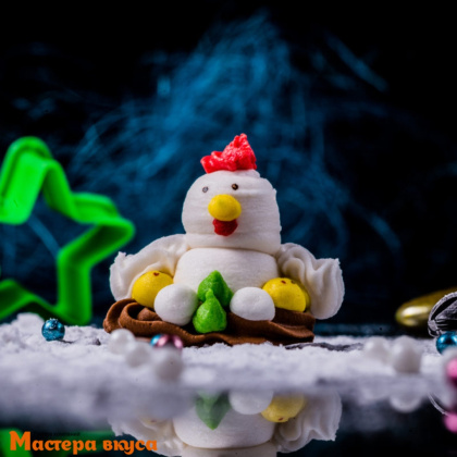 Сахарная фигурка ЦЫПЛЯТА В ГНЕЗДЕ С НАСЕДКОЙ, h~4см 