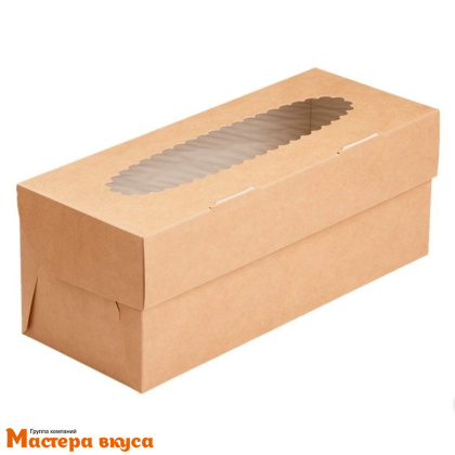 Коробка для  3 капкейков с окном, 250*100*100 мм (крафт), ECO MUF