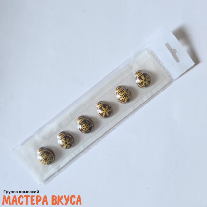 Декор из шоколадной глазури   "Новогодние шары" d-30 мм (уп 6шт) 