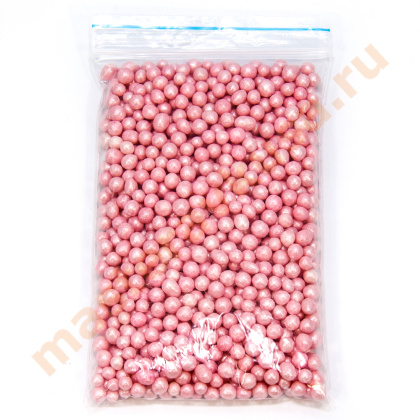 Посыпка Шарики зерновые Жемчуг  РОЗОВЫЙ (5-7мм) в сахарной глазури, 70 гр