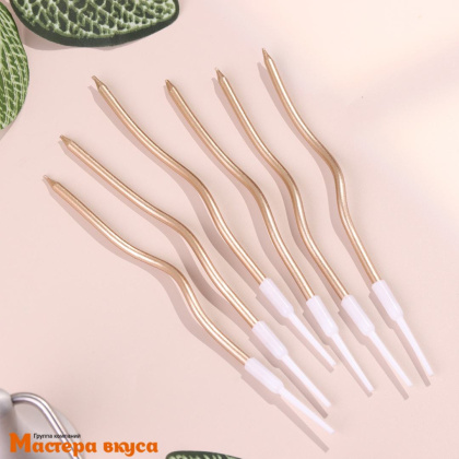 Свечи высокие Волна шампань, (набор 6 шт), h-12см