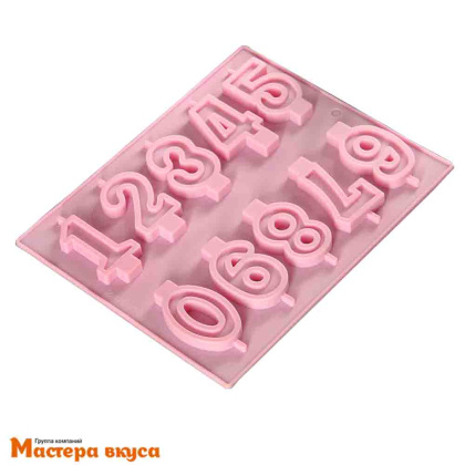 Форма для шоколада силиконовая  ЦИФРЫ-СВЕЧИ, (10 ячеек 7*4см), 26*21 см