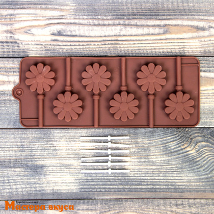 Форма для леденцов силиконовая РОМАШКА, (6 ячеек) 9,5*24см