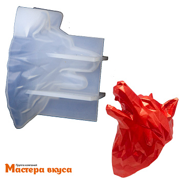 Молд силиконовый  2,5D ВОЛК ОРИГАМИ, изд h6см (шоколад~70гр) (тонкий силикон) 