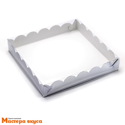 Упаковка для пряников и печенья с прозр. крышкой 200*200*35 мм (серебро) (2-д)