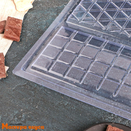 Форма для шоколада пластиковая, плитка МИКС ДВЕ ПЛИТКИ-2, (2 ячейки) 26,5*21 см