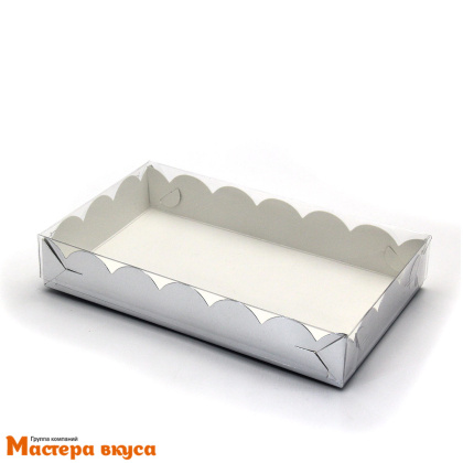 Упаковка для пряников и печенья с прозр. крышкой 200*120*35 мм (серебро) (2-д)