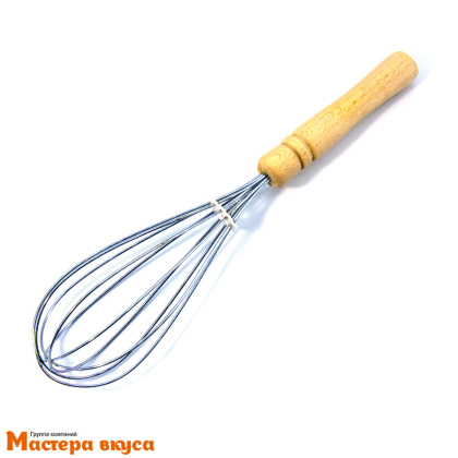 Венчик кулинарный ручка дерево, 27 см, нерж.сталь