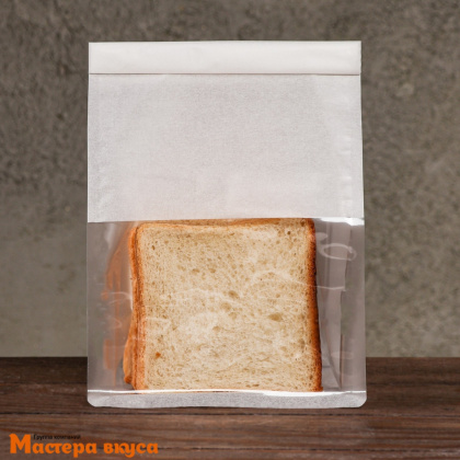 Пакет бумажный 160*130*260 мм, с окном, прямоугольное дно, (белый)