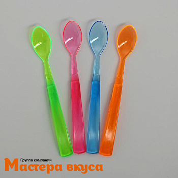 Ложка пластиковая чайная, 10 см, цвет микс, (упак 12 шт)