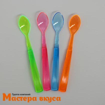 Ложка пластиковая чайная, 10 см, цвет микс, (упак 12 шт)