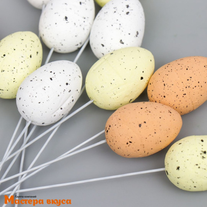 Набор топперов  ПЕРЕПЕЛИНЫЕ ЯИЧКИ, пластик (набор 12 шт) ~2,5*3,5 см