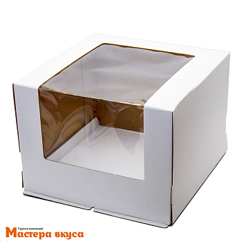 Короб для торта с панорамным окном, 260*260*210 мм (белый) (2-д) РК