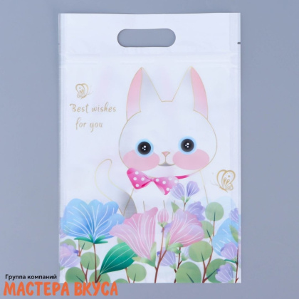 Пакет полиэтиленовый с вырубными ручками 150*230 мм, с ЗИП-замком, "Милые котики"