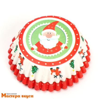 Капсула бумажная для конфет, d-3,5см  h-2см, ДЕД МОРОЗ, (миниупак ~20-25 шт)