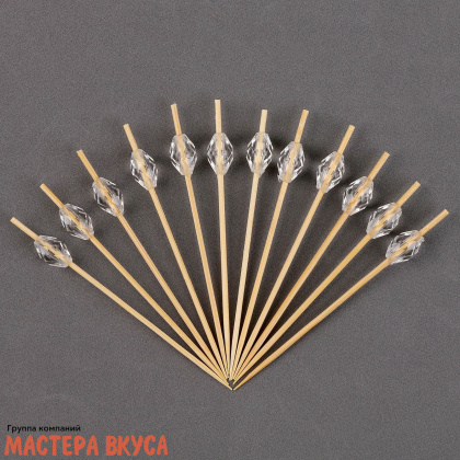 Шпажки "Бусинка прозрачная", дерево, 9 см (набор 12 шт)