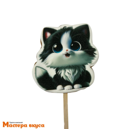 Топпер имбирный пряник "Котик чёрный", ~10*9 см, 55 гр