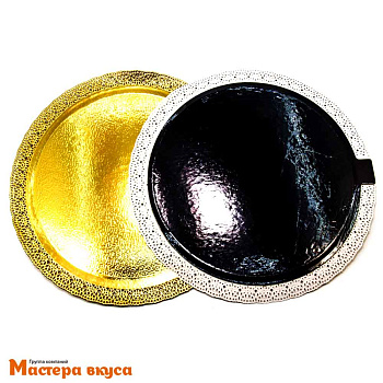 Подложка-поднос ЛЕОНАРДО (картон) золото, D-28 см