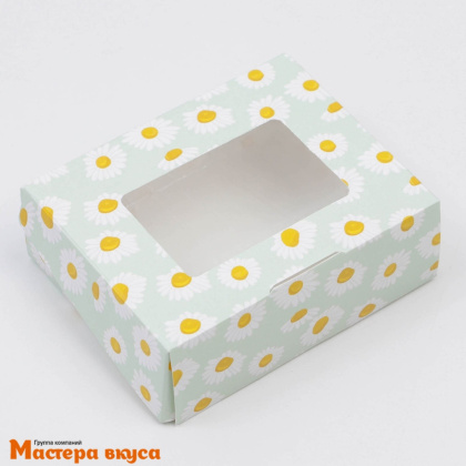 Упаковка для сладостей с окном 10*8*3,5 см "Ромашки"
