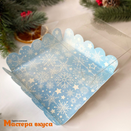 Упаковка для пряников и печенья с прозр. крышкой 120*120*30 мм  (Снегурочка)