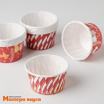 Форма бумажная Маффин 50*40 мм, ламинированная НОВОГОДНЯЯ КАРУСЕЛЬ