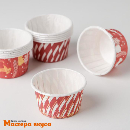 Форма бумажная Маффин 50*40 мм, ламинированная НОВОГОДНЯЯ КАРУСЕЛЬ
