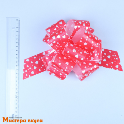 Бант-шар  КРАСНЫЙ Сердца, (ш 5 см) d~10 см