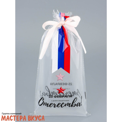 Пакет для сладостей 15*30 см, "23 февраля звезда с ленточкой" 