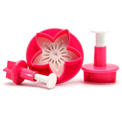 Вырубка-плунжер с выталкивателем ЦВЕТОК, ЛИСТОК, ЗВЕЗДОЧКА, ~2/5см (набор 3 шт)