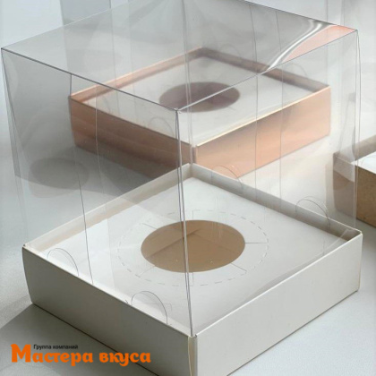 Коробка для  1 капкейка  ПРЕМИУМ с пластиковой крышкой и ложементом,100*100*120 мм, (белая) (3-д)