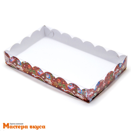 Упаковка для пряников и печенья с прозр. крышкой 250*150*35 мм (Новогодняя почта) (2-д)
