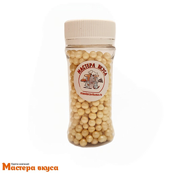 Посыпка Шарики зерновые Жемчуг  ЖЕЛТЫЙ (5-7мм) в сахарной глазури, 50 гр