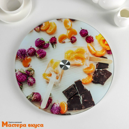 Подставка для торта вращающаяся, стекло, D-32 см, ФРУКТОВЫЙ ЛЕД