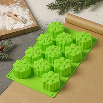 Форма силиконовая СНЕЖИНКА, (11 ячеек) 30*17*5 см 