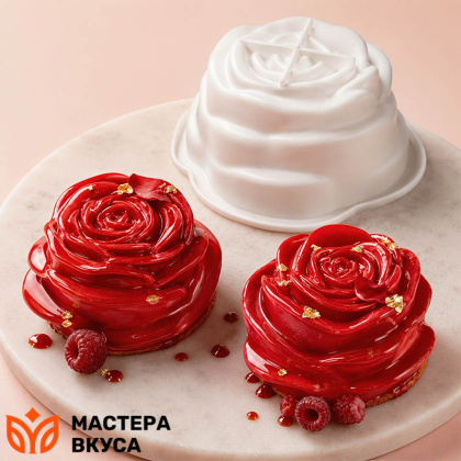 Форма силиконовая, для корпусных и муссовых десертов РОЗА 3D, D~15см h~8,5см
