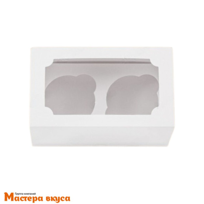 Коробка для  2 капкейков с окном, 160*100*100 мм (белая), АП