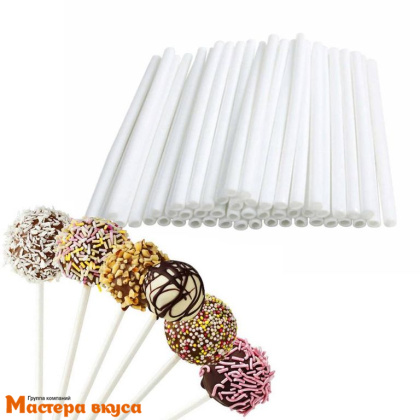 Палочки для кейкпопсов и леденцов (пластиковые), 15 см, белые (упак 100 шт)