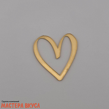 Зеркальное украшение  мини СЕРДЦЕ, золото, контур, ~4 см