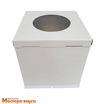 Короб для торта с окном 300*300*300 мм, белый (3-Д) ЭК