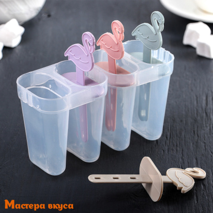 Форма для мороженого пластиковая (эскимо) ФЛАМИНГО, (4 ячейки) 14,5*12*5,5 см